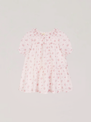 VOLUME DRESS SHORT SLEEVE CREAM ROSES PRINT