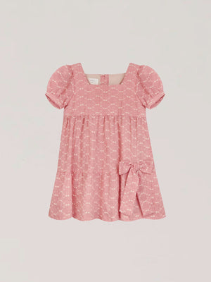 VESTIDO MOUSSE BORDADO ROSA PALO