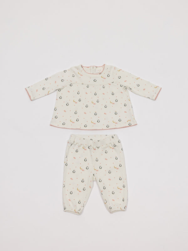 PIJAMA DOS PIEZAS PINGÜINA NATA