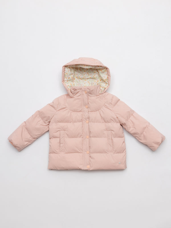 PLUMÍFERO FORRO FLORES ROSA PALO