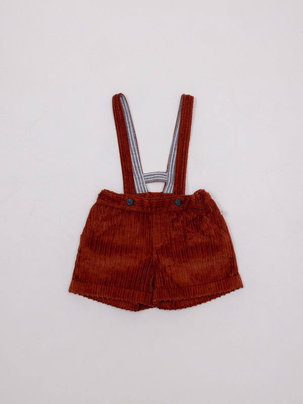 PANTALÓN CORTO CON TIRANTES PANA NARANJA OSCURO