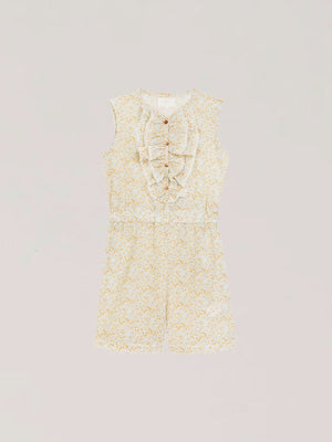 SHORT JUMPSUIT WITH RUFFLES AND OFF-WHITE FLOWER PRINT