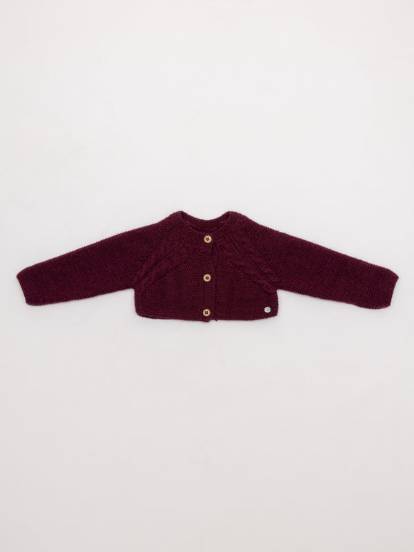 CHAQUETA DE PUNTO ESPALDA OCHOS Y LINKS GRANATE