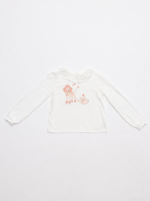 CAMISETA CUELLO VOLANTE PERRITAS NATA