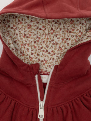 SUDADERA FELPA CAPUCHA FLORES GRANATE