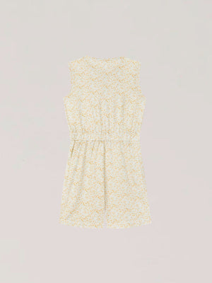 SHORT JUMPSUIT WITH RUFFLES AND OFF-WHITE FLOWER PRINT