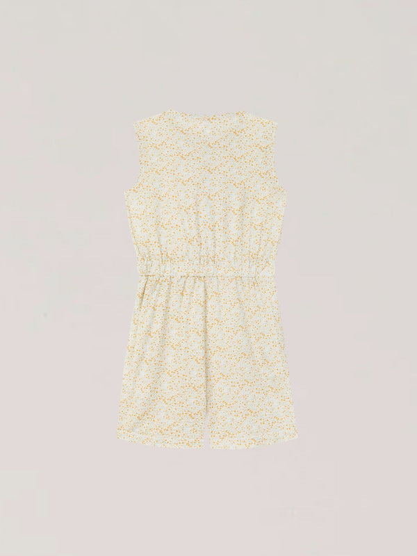 SHORT JUMPSUIT WITH RUFFLES AND OFF-WHITE FLOWER PRINT