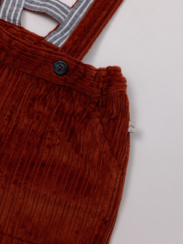 PANTALÓN CORTO CON TIRANTES PANA NARANJA OSCURO