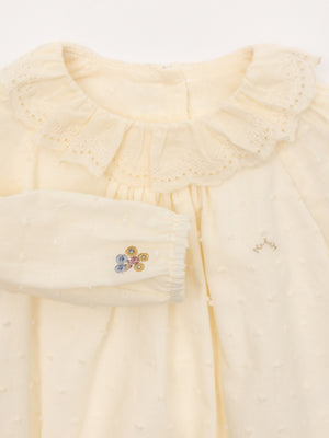 Mameluco plumeti bordado nata