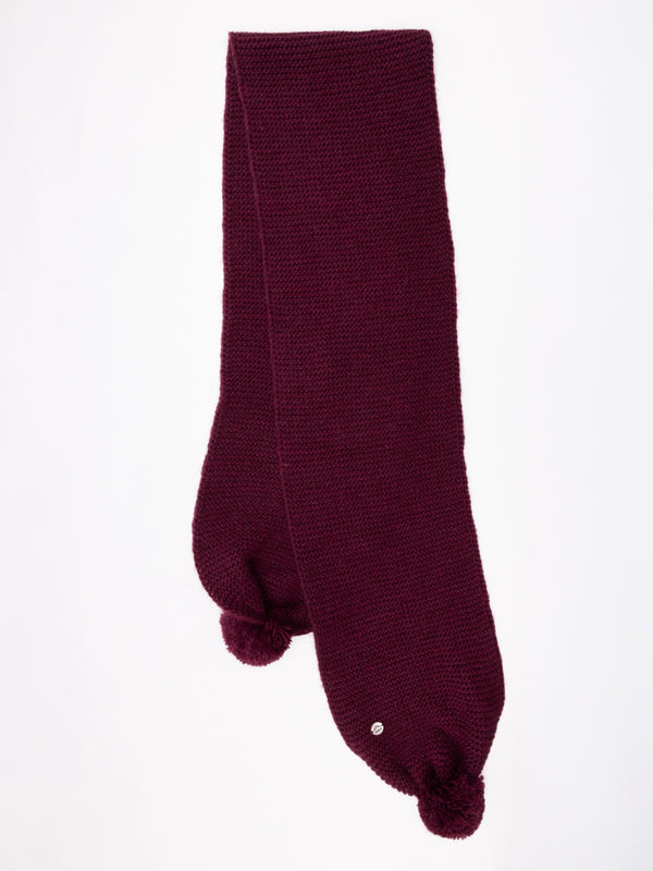 BUFANDA LINKS POMPONES GRANATE