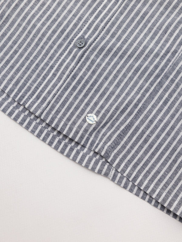 CAMISA POPELÍN RAYAS VOLANTES AZUL