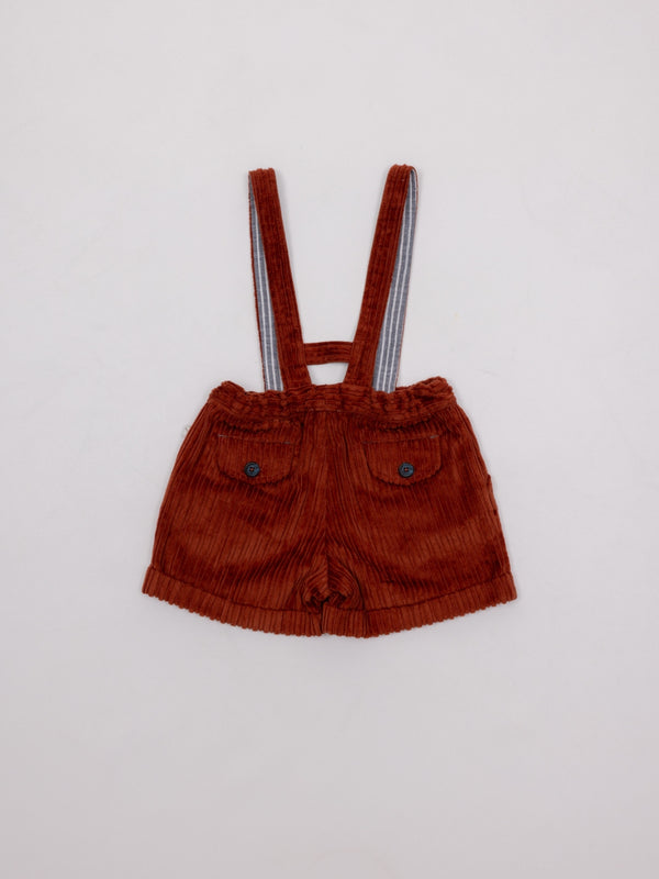 PANTALÓN CORTO CON TIRANTES PANA NARANJA OSCURO