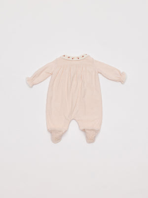 PIJAMA PLUMETI CIRCULAR CUELLO BORDADO ROSA