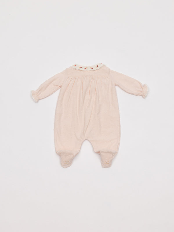 PIJAMA PLUMETI CIRCULAR CUELLO BORDADO ROSA