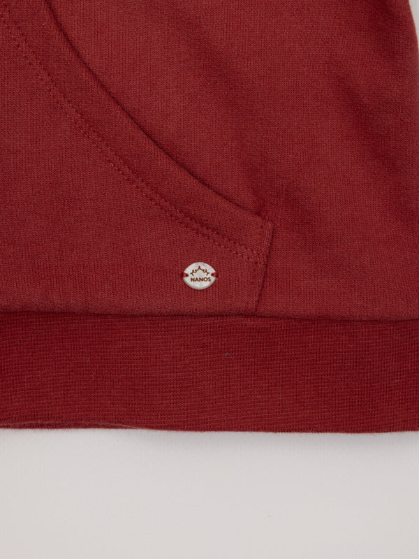 SUDADERA FELPA CAPUCHA FLORES GRANATE