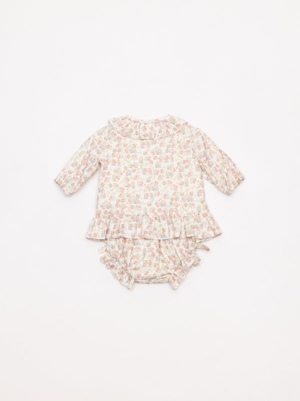 MINI CON BRAGUITA ESTAMPADA CASITAS NATA