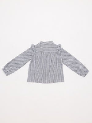 CAMISA POPELÍN RAYAS VOLANTES AZUL