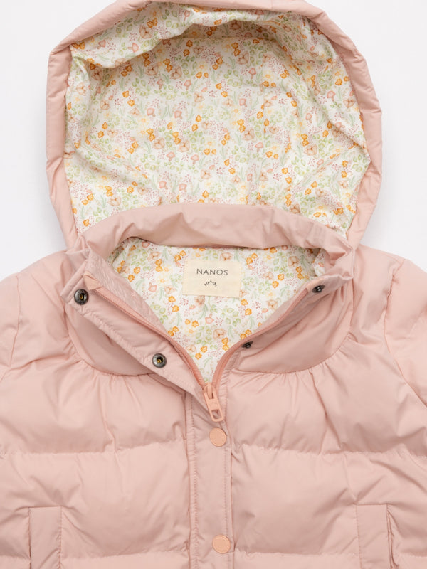 PLUMÍFERO FORRO FLORES ROSA PALO