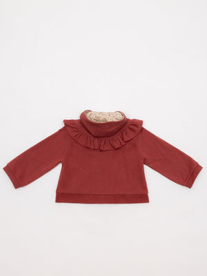 SUDADERA FELPA CAPUCHA FLORES GRANATE