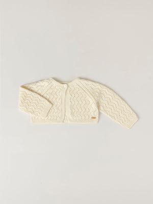 IVORY OPENWORK KNITTED JACKET