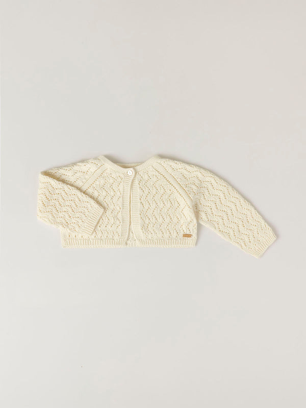 IVORY OPENWORK KNITTED JACKET