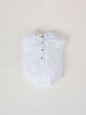 PURE WHITE EMBROIDERED COLLAR OVERALL