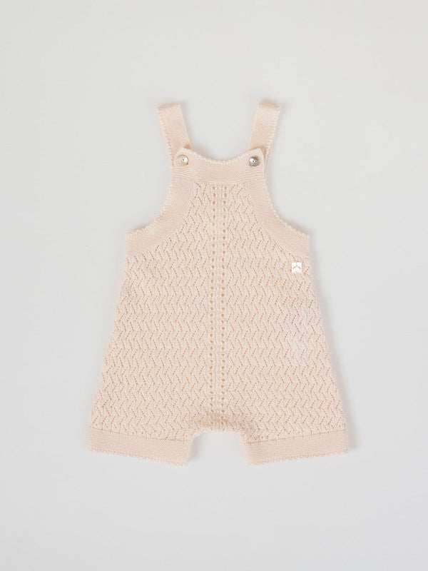 PEACH OPENWORK KNITTED ROMPER