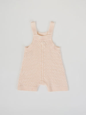 PEACH OPENWORK KNITTED ROMPER