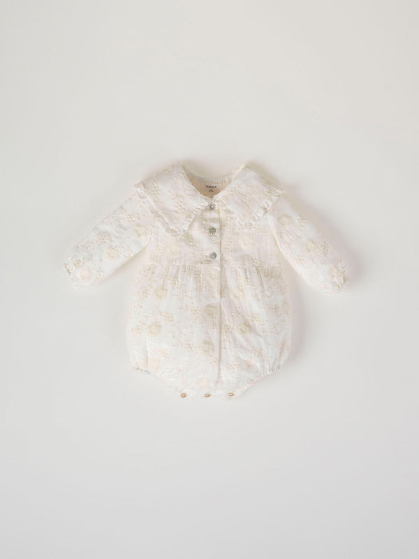 MAMELUCO SEDA BORDADA MAXI CUELLO MARFIL