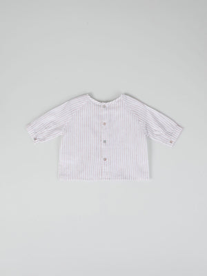 CREAM STRIPED BAKER COLLAR BLOUSE