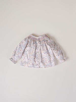 PINK HONEYCOMB FLOWER PRINT BLOUSE