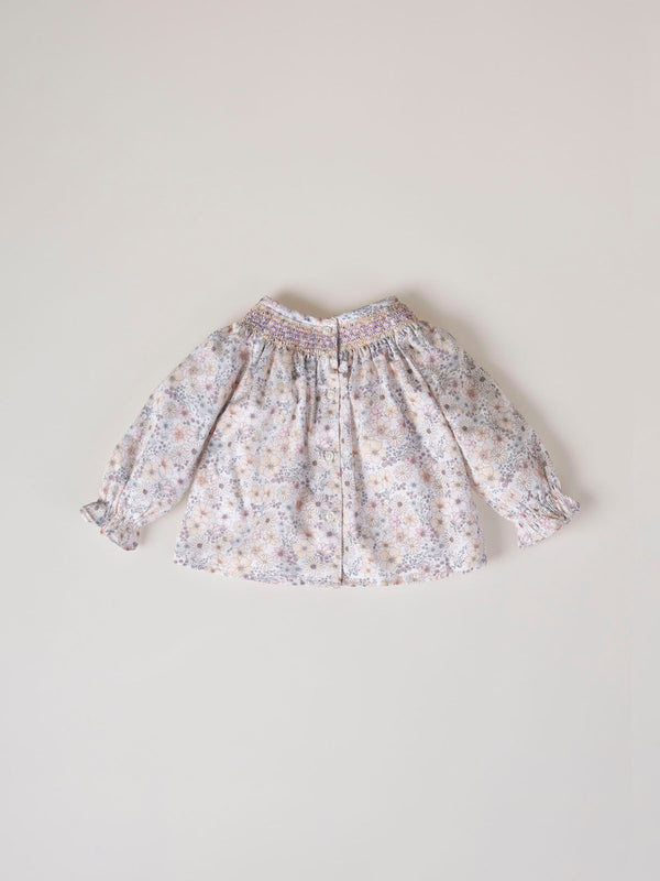 PINK HONEYCOMB FLOWER PRINT BLOUSE