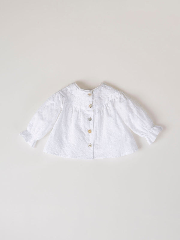 PURE WHITE EMBROIDERED PLAIN BLOUSE