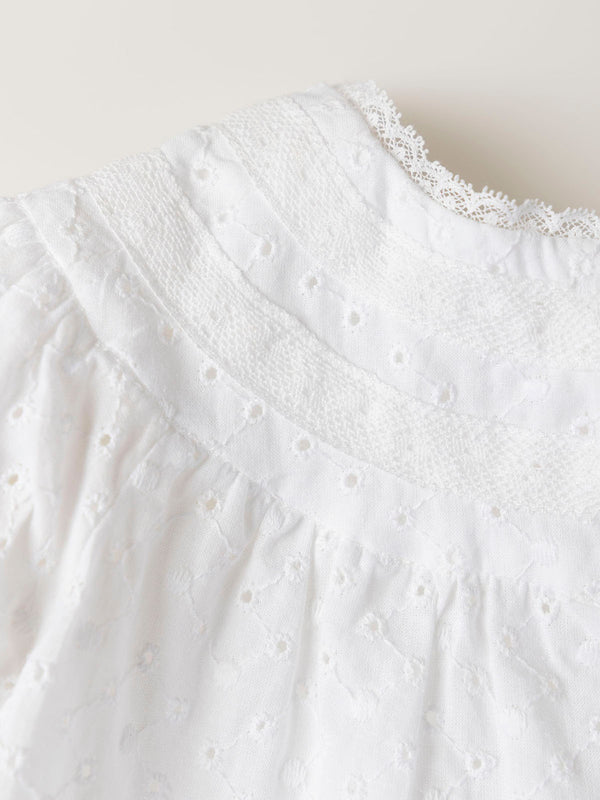 PURE WHITE EMBROIDERED PLAIN BLOUSE