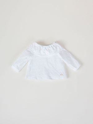 PLUMETI BLOUSE WITH PURE WHITE EMBROIDERED COLLAR