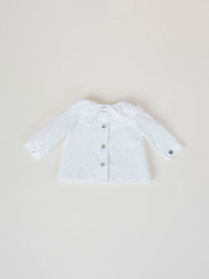 PLUMETI BLOUSE WITH PURE WHITE EMBROIDERED COLLAR