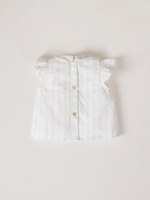 CREAM FLOWER PRINTED Ruffle Sleeve Blouse