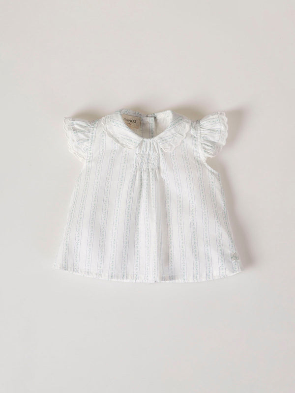 CREAM FLOWER PRINTED Ruffle Sleeve Blouse