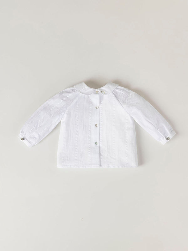 BLUSA ESTRUCTURA CUELLO SATÉN BLANCO ROTO