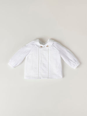 BLUSA ESTRUCTURA CUELLO SATÉN BLANCO ROTO