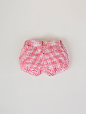 STRAWBERRY CHECK SEERSUCKER ROMPER