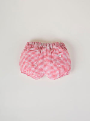 STRAWBERRY CHECK SEERSUCKER ROMPER