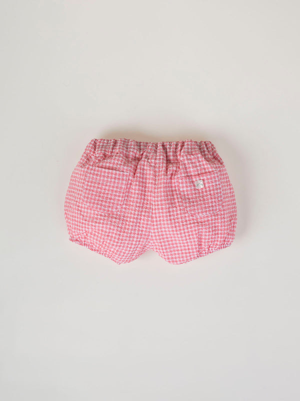 STRAWBERRY CHECK SEERSUCKER ROMPER