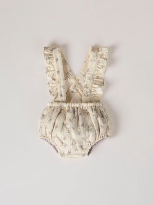 CREAM FLOWER PRINT ROMPER WITH STRAPS