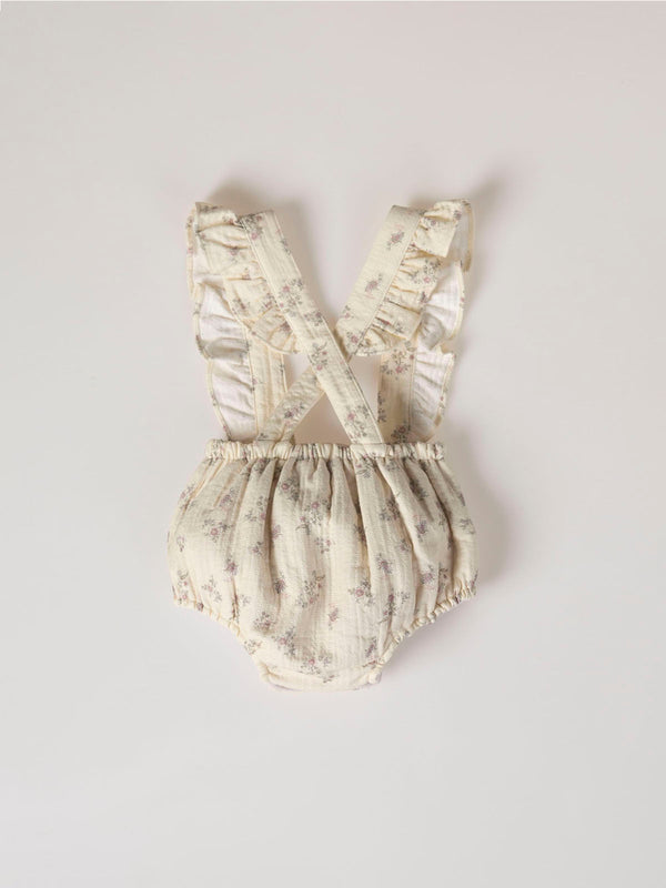 CREAM FLOWER PRINT ROMPER WITH STRAPS