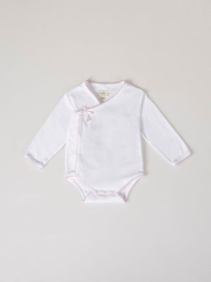 PINK CROSSED LONG SLEEVE BODYSUIT