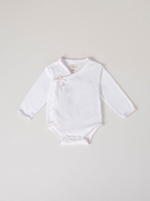 PINK CROSSED LONG SLEEVE BODYSUIT