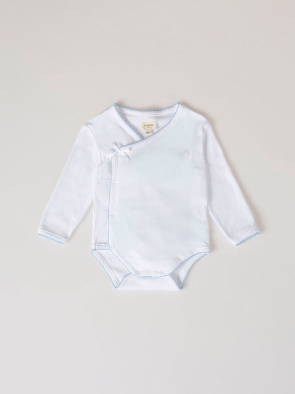 BLUE CROSSED LONG SLEEVE BODYSUIT