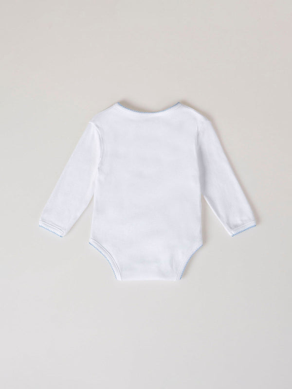 BLUE CROSSED LONG SLEEVE BODYSUIT