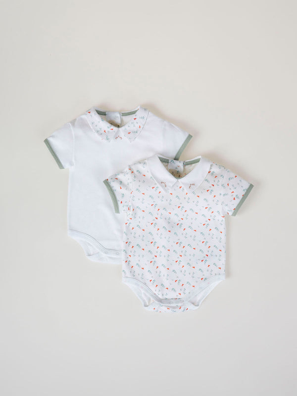 AOP SHORT SLEEVE BODYSUIT WITH PURE WHITE TWIG PRINT